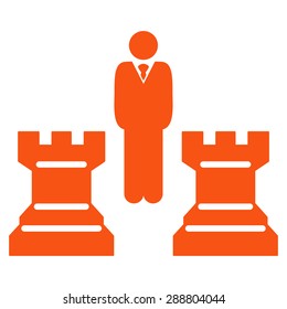 Strategy icon from Business Bicolor Set. This flat vector symbol uses orange color, rounded angles, and isolated on a white background.