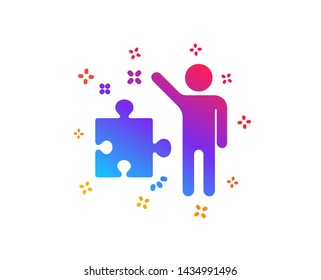 Strategy icon. Business management sign. Puzzle symbol. Dynamic shapes. Gradient design strategy icon. Classic style. Vector
