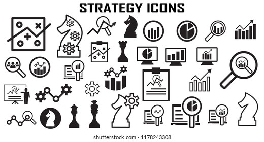 Strategy icon business vector set graphic design ilustration.