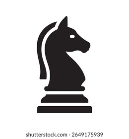 Strategy icon with chess knight piece a symbol for business planning and tactical decision making leadership and competition in a game vector solid glyph icon