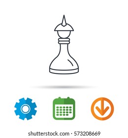 Strategy icon. Chess queen or king sign. Mind game symbol. Calendar, cogwheel and download arrow signs. Colored flat web icons. Vector
