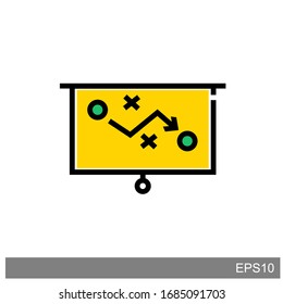 strategy icon with circular images, crosses and arrows.vector illustration