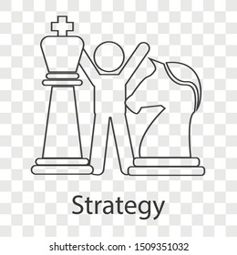 Strategy icon concept on transparency background. Business leadership idea design. Line vector illustration use for your project.