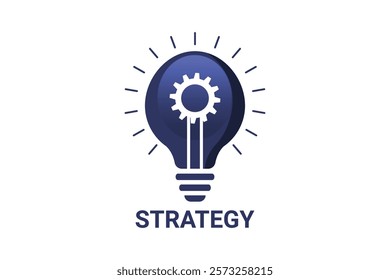 Strategy Icon Design in a white background in blue color. 