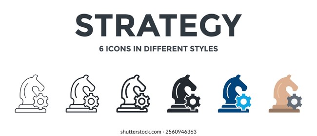 STRATEGY icon in different style vector illustration. Designed in thin line, regular line, bold line, glyph, color fill, and flat style can be used for web