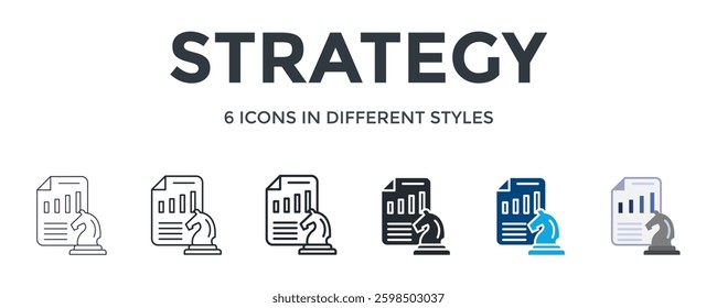 Strategy Icon In Different Style Vector Illustration. Designed In Thin Line, Regular Line, Bold Line, Glyph, Color Fill, And Flat Style Can Be Used For Web