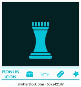 Strategy icon flat. Blue pictogram on dark background. Vector illustration symbol and bonus icons