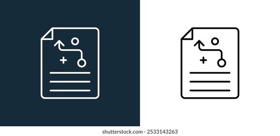 Icono de estrategia aislado en colores blanco y negro. esquema de estrategia Icono de Vector lineal de estrategia y colección de gestión para App móviles, Web y UI.