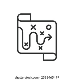 Strategy, icon in line design. Strategy, planning, tactics, decision-making, roadmap, goals, business on white background vector. Strategy editable stroke icon