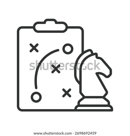 Strategy icon in line design. strategy, planning, innovation, goal, teamwork, decision, leadership on white background vector. Strategy editable stroke icon