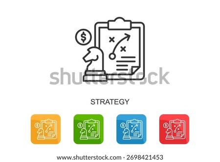 Strategy Icon Line Multi Color Vector Illustration