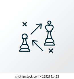Strategy icon line symbol. Premium quality isolated pawn against king element in trendy style.