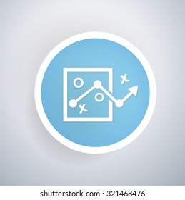Strategy icon on blue button background, clean vector