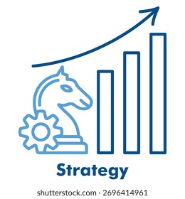 Ícone de Estratégia em Estilo de Cor de Contorno. Ilustração vetorial para planejamento de negócios, análise e conceito de gerenciamento.