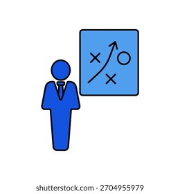 Icono de estrategia Esquema de trazos editable Dibujo de línea EPS.