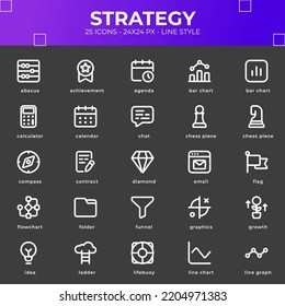 Strategy icon pack with black color