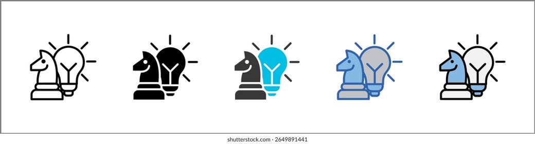 Conjunto de iconos de estrategia Ilustración multiestilo
