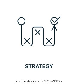 Icono de estrategia de la colección de planificación. Icono de estrategia de línea simple para plantillas, diseño web e infografías