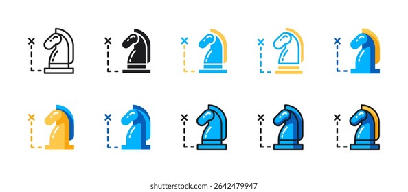 Strategy icon representing business planning, tactics, decision‑making, leadership, corporate strategy, goal setting, and strategic thinking in vector.