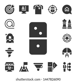 strategy icon set. 17 filled strategy icons.  Simple modern icons about  - Target, At, Influencer, Dominoes, Funnel, Chess, Brainstorming, Online marketing, CV, Goal, Football jersey