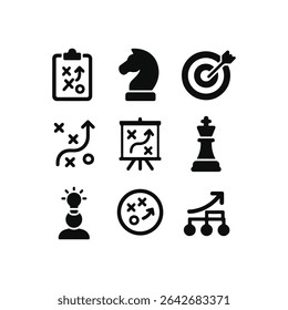 Strategy Icon Set Business Planning, Marketing Strategy