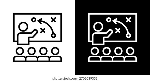 Conjunto de iconos de estrategia. Diseño De Línea Limpia Con Versiones Claras Y Oscuras Para Un Uso Versátil.