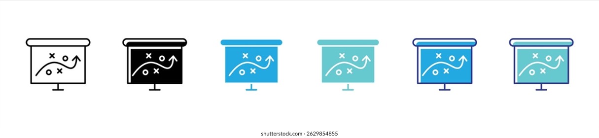 strategy icon set. contain action plan, marketing, business, tactical, dynamic strategy presentation thin line and color style icon for your app and web. vector illustration