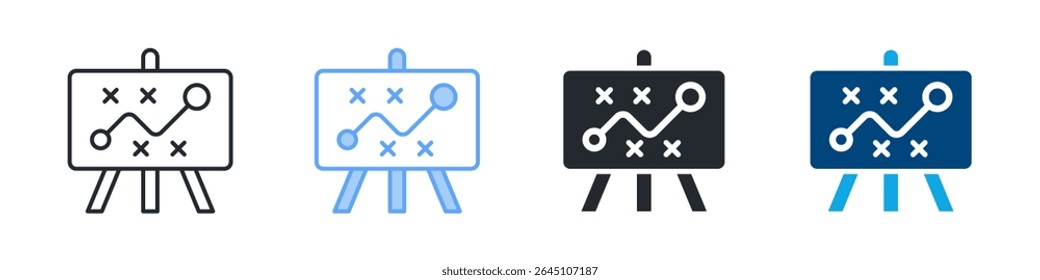 Strategy Icon Set Multiple Style. Designed In Outline, Blue, Glyph, Dual Tone