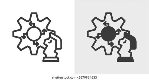 Conjunto de iconos de estrategia en esquema y Ilustración vectorial de estilo mixto