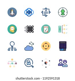 strategy icon set. vector set about analytics, cloud computing, startup and workflow icons set.