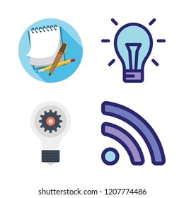 strategy icon set. vector set about idea, notes and rss icons set.