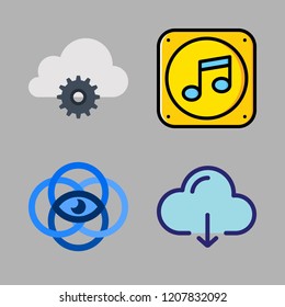 strategy icon set. vector set about music folder icon, vision and cloud computing icons set.