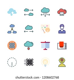 strategy icon set. vector set about chess board, cloud computing, white board and options icons set.