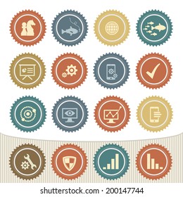 Strategy icon set,Retro button