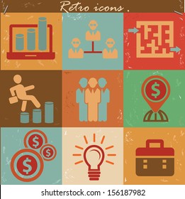 Strategy icon set,Vintage style,vector