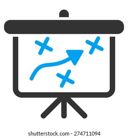 Strategy icon. This isolated flat symbol uses modern corporation light blue and gray colors.