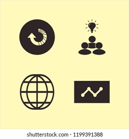 strategy icon. strategy vector icons set reload arrow, group idea, statistics and globe