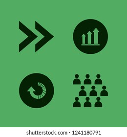 strategy icon. strategy vector icons set growing graph, right arrow, reload arrow and workshop