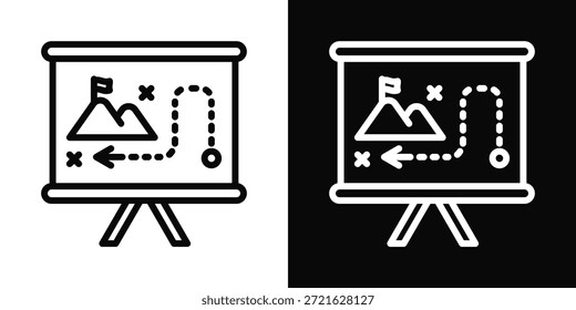 Strategy Icon White And Black Background Style