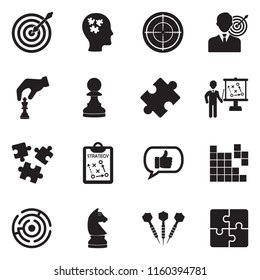 Strategy Icons. Black Flat Design. Vector Illustration. 