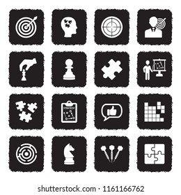 Strategy Icons. Grunge Black Flat Design. Vector Illustration. 