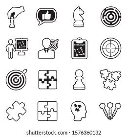 Strategy Icons. Line With Fill Design. Vector Illustration.