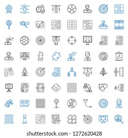 strategy icons set. Collection of strategy with job search, vector, target, puzzle, planning, domino, chess piece, tic tac toe, employee. Editable and scalable strategy icons.