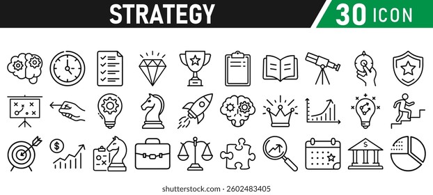 Strategy icons set in liner style