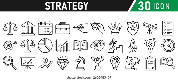 Strategy icons set in liner style