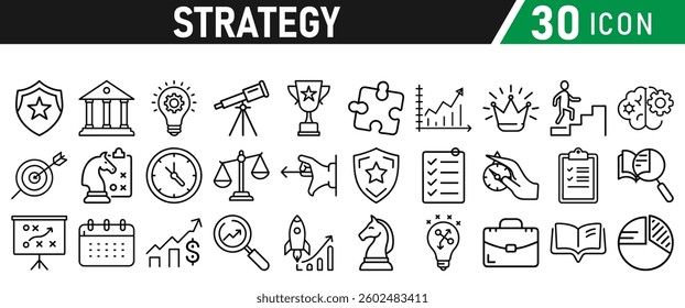 Strategy icons set in liner style