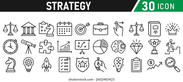 Strategy icons set in liner style