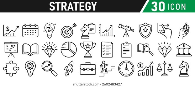 Strategy icons set in liner style