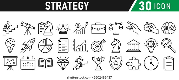 Strategy icons set in liner style