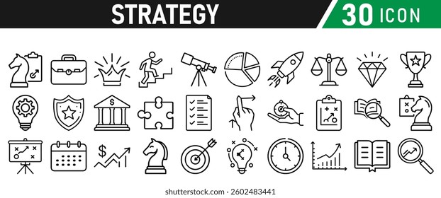 Strategy icons set in liner style